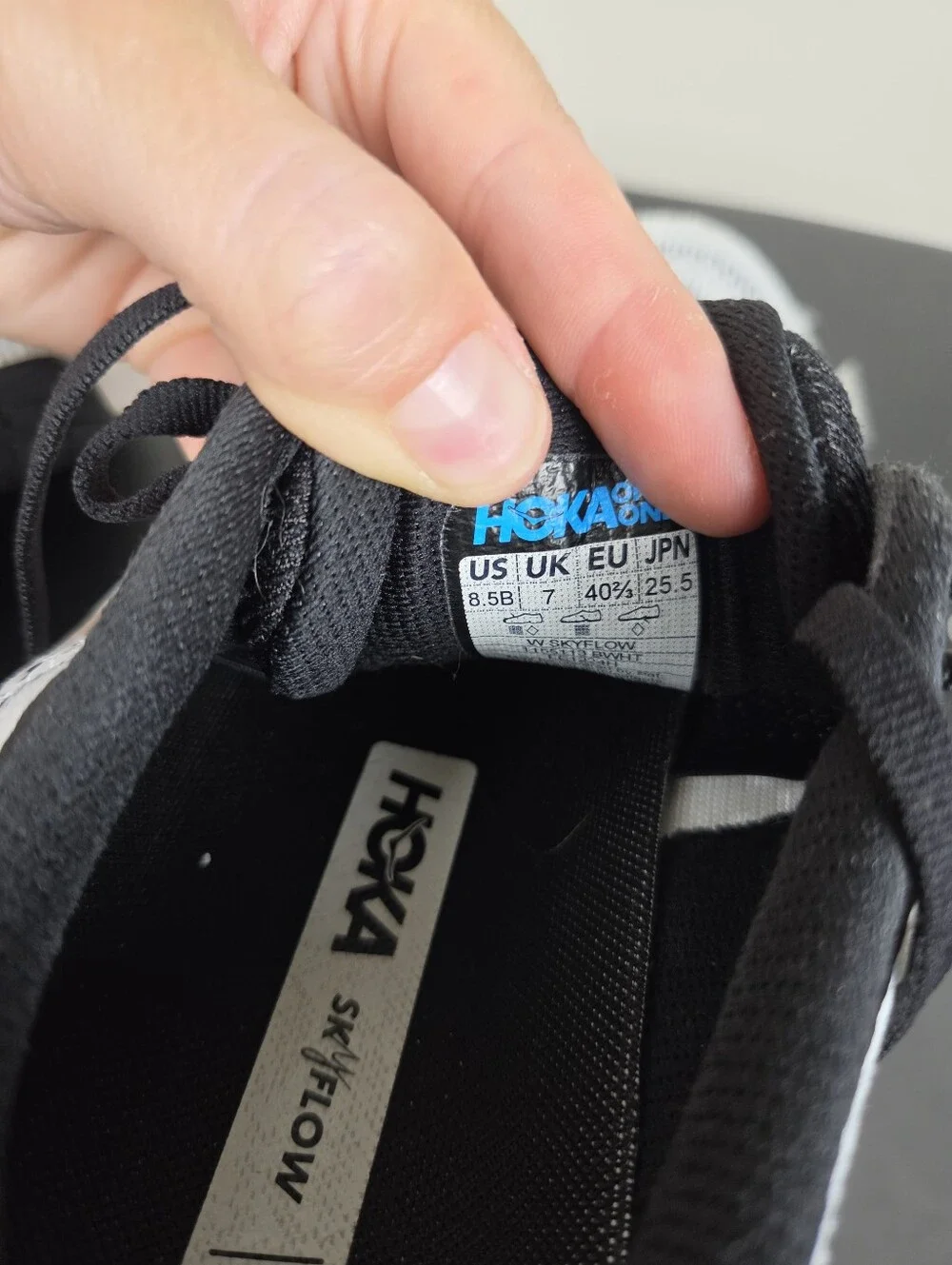 HOKA Skyflow White Black Women’s Running Shoes Size 8.5B Medium Athletic Sneaker